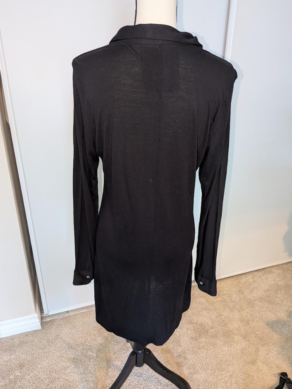 Cino Black Button-Up Shirt dress - LARGE - Picture 3 of 6